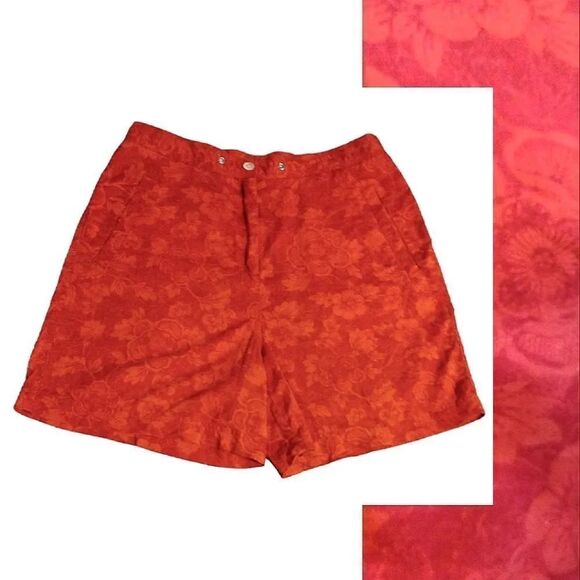 Vintage Pants - VTG Lauren Ralph Lauren Red Tropical High Rise Cotton Shorts Size 6